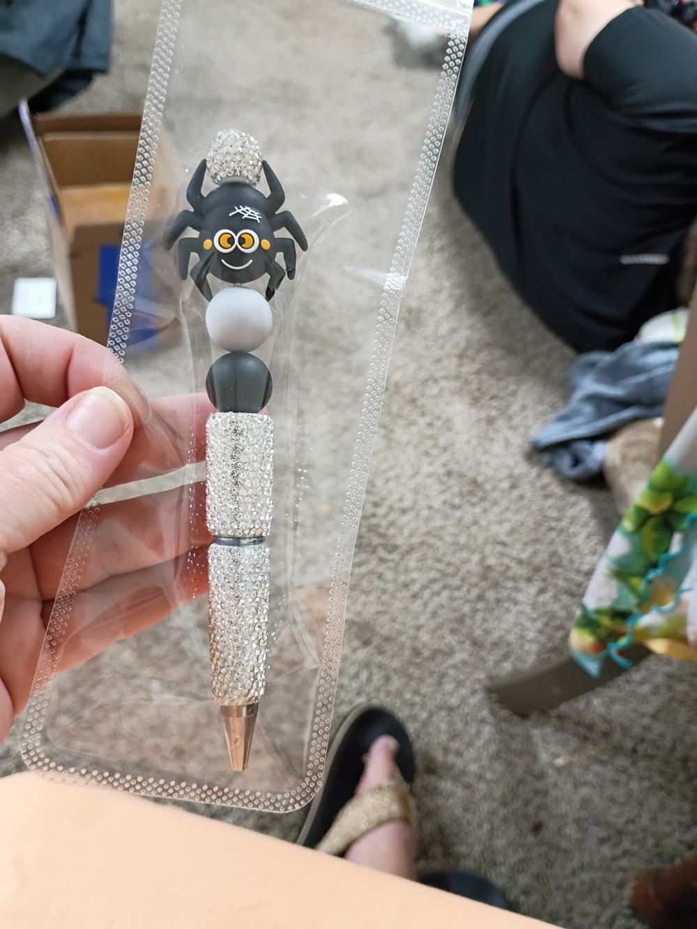 Handcrafted Sparkle Spider Ball Stylus Pen - Black & Silver